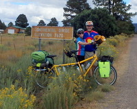 GDMBR: Dennis and Terry Struck at Continental Divide Crossing #26, 7670'/2337m.